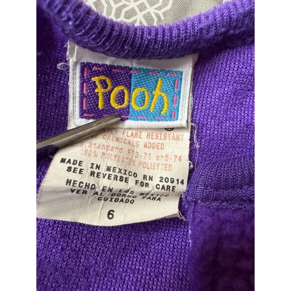 Rare Vintage Sz 6 Wormser Winnie The Pooh Piglet Zip Up Purple Pajamas Sleeper - Picture 5 of 11